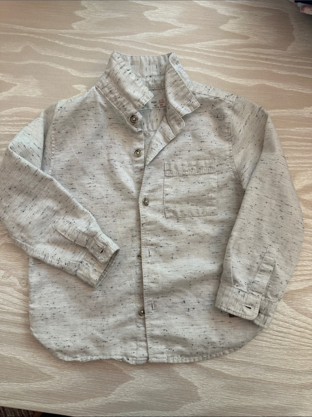 Zara Kids Light Heather Gray Speckled Button-Down Shirt